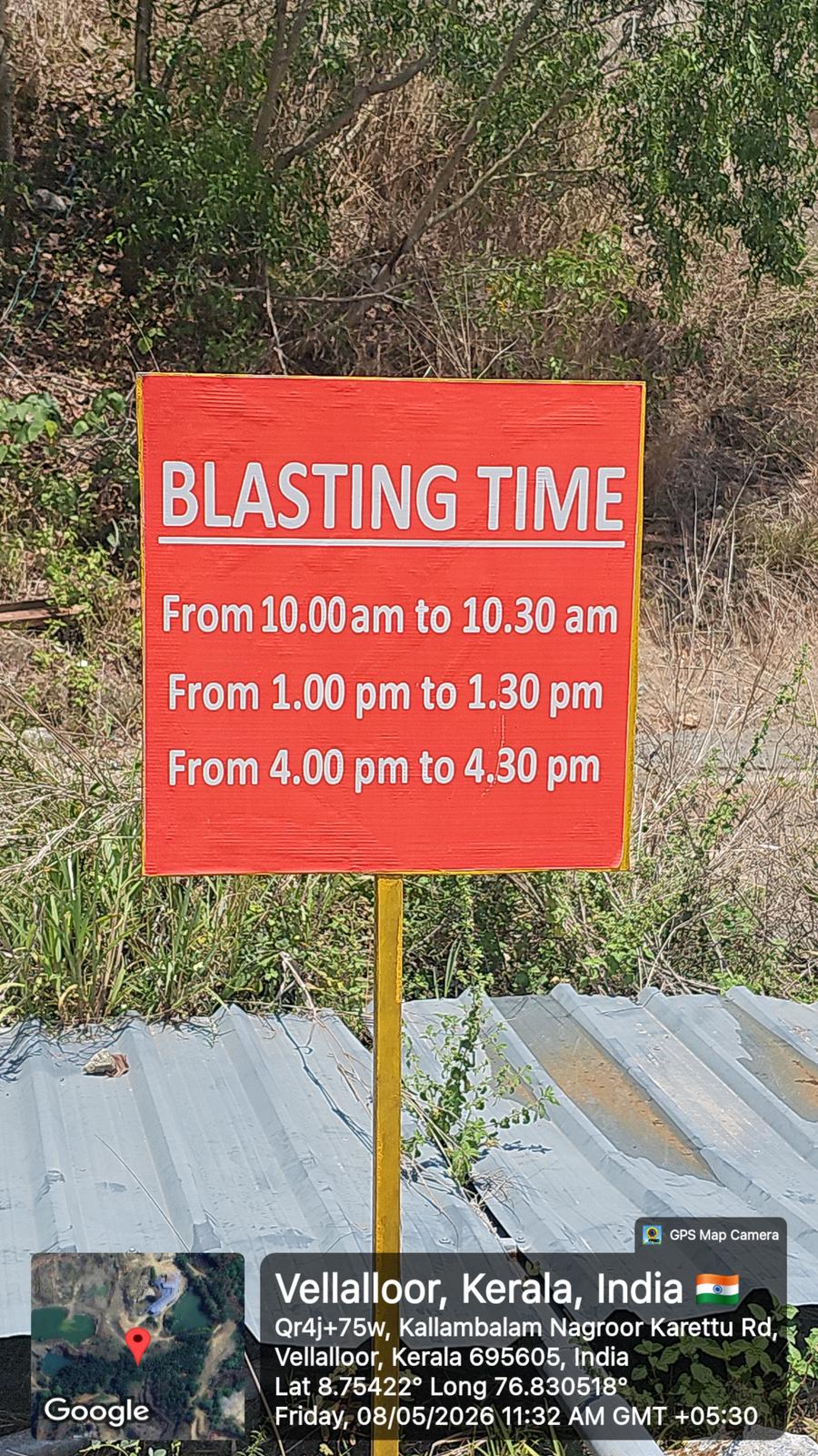 Blasting Schedule Notice Board
